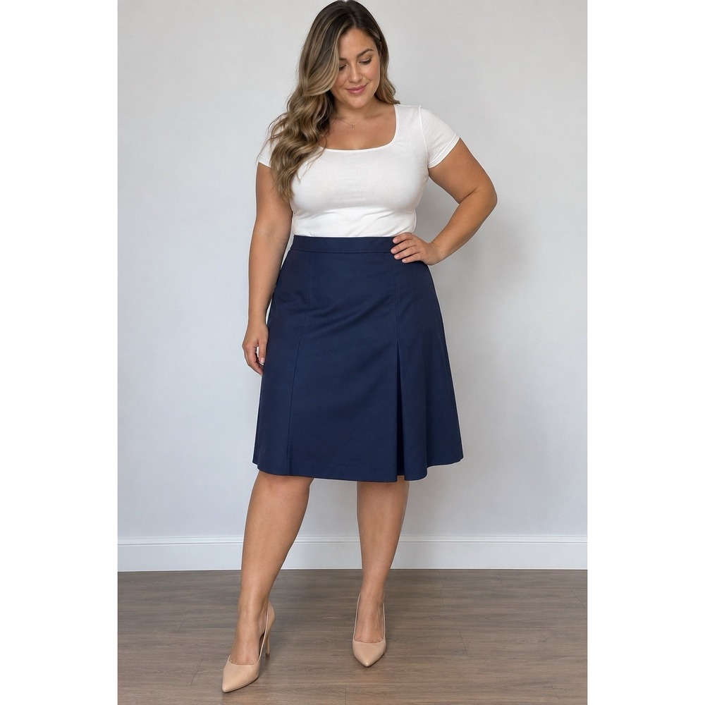 Brooks Brothers Women's Navy Blue Pleated A-Line Skirt Size 16